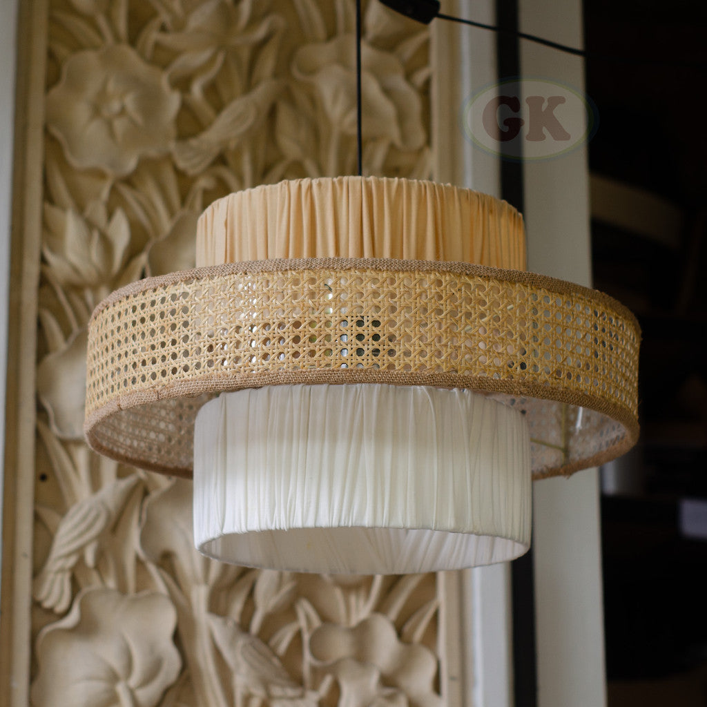 Kap Lampu Gantung Kain NORDIC 08 D50 - Artistic Modern Minimalist Rattan Lampshade Perfect Interior Decor for Livingroom, Bedroom, or Longue.