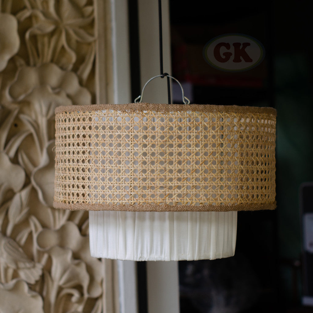 Kap Lampu Gantung Kain NORDIC 06 D40 - Artistic Modern Minimalist Rattan Lampshade Perfect Interior Decor for Livingroom, Bedroom, or Longue.