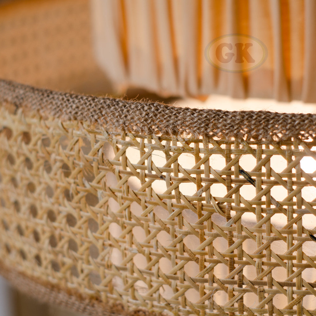 Kap Lampu Gantung Kain NORDIC 08 D50 - Artistic Modern Minimalist Rattan Lampshade Perfect Interior Decor for Livingroom, Bedroom, or Longue.
