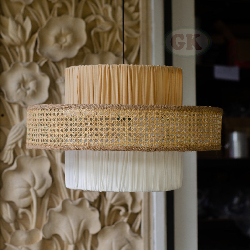 Kap Lampu Gantung Kain NORDIC 08 D50 - Artistic Modern Minimalist Rattan Lampshade Perfect Interior Decor for Livingroom, Bedroom, or Longue.