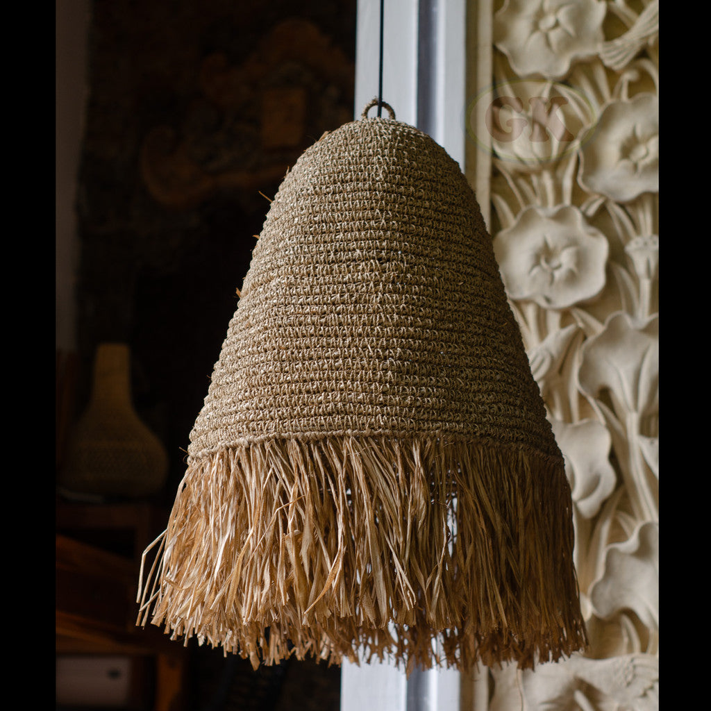 Kap Lampu Gantung Rumbai RUSTIC 49 D65 - Artistic Lampshade Perfect Interior Decor for Livingroom, Bedroom, or Longue.
