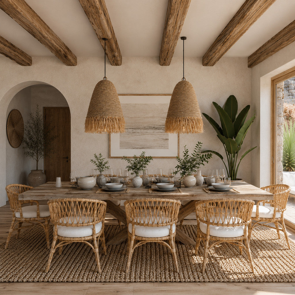 Kap Lampu Gantung Rumbai RUSTIC 49 D65 - Artistic Lampshade Perfect Interior Decor for Livingroom, Bedroom, or Longue.