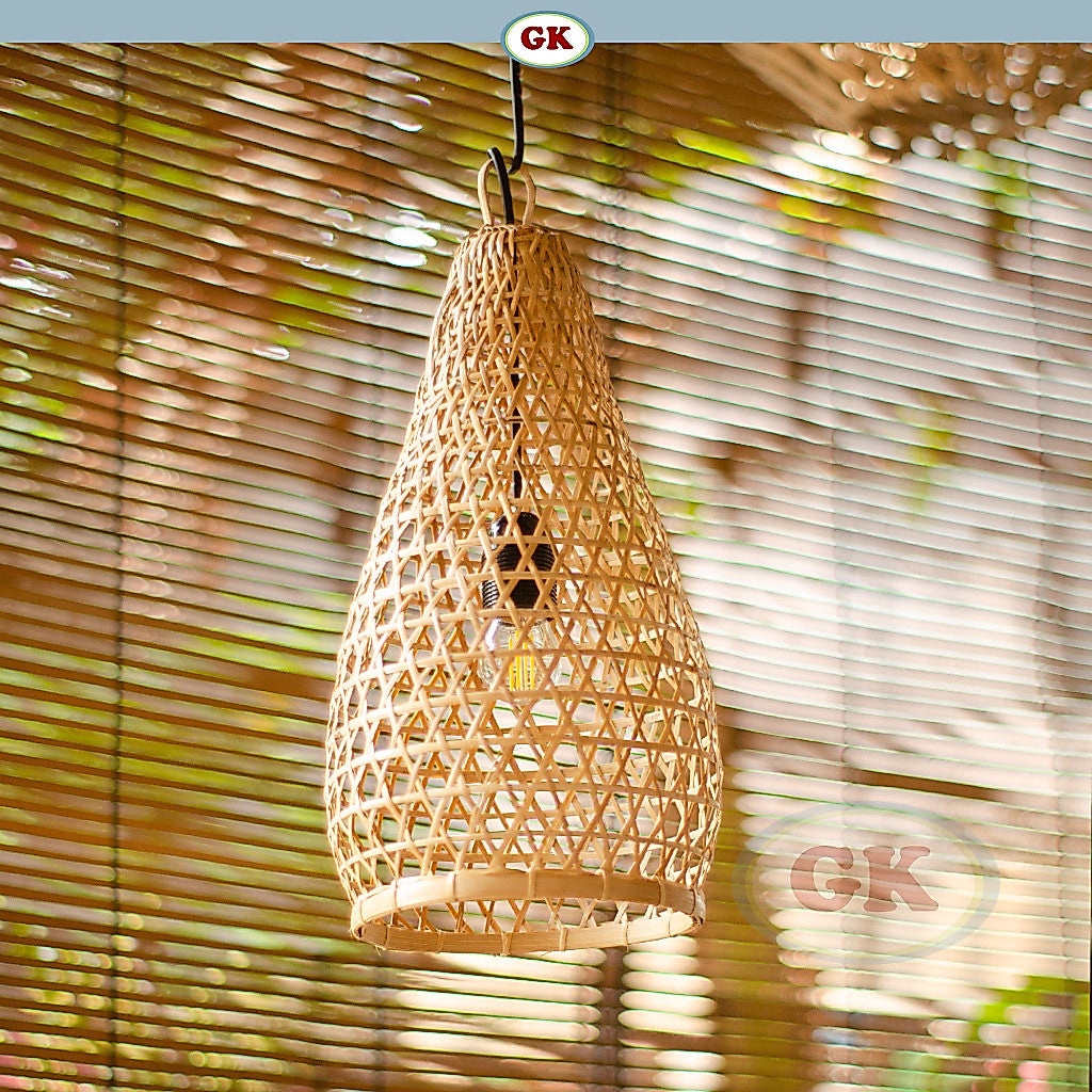 Kap Lampu Gantung Bambu BAMBOO 08 - Handcrafted Rattan Unique Lampshade Best Interior Decor for Cafe, Resto, Hotel or Home.
