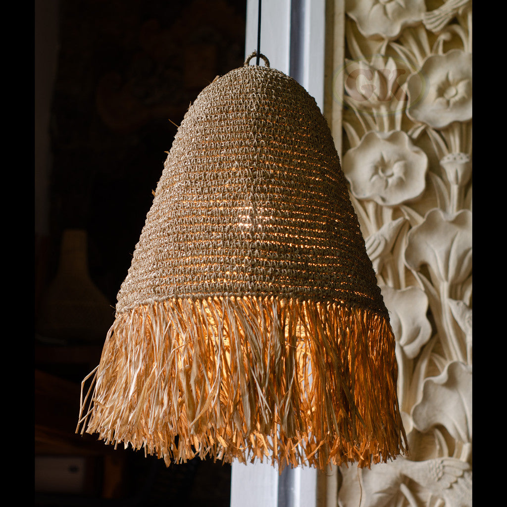 Kap Lampu Gantung Rumbai RUSTIC 49 D65 - Artistic Lampshade Perfect Interior Decor for Livingroom, Bedroom, or Longue.