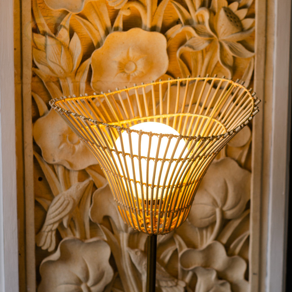 Kap Lampu Standing Rotan RUSTIC 56 D50 - Artistic Lampshade Perfect Interior Decor for Livingroom, Bedroom, or Longue.