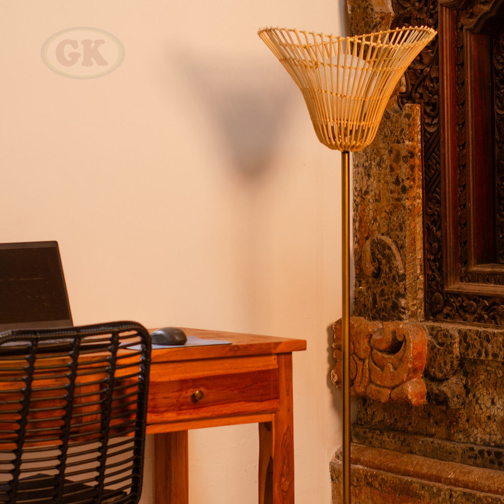 Kap Lampu Standing Rotan RUSTIC 56 D50 - Artistic Lampshade Perfect Interior Decor for Livingroom, Bedroom, or Longue.