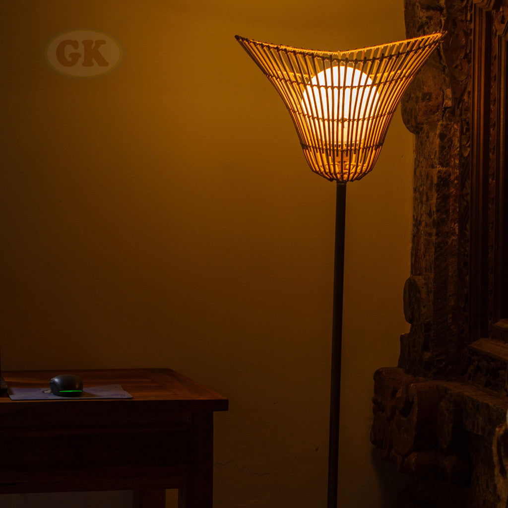 Kap Lampu Standing Rotan RUSTIC 56 D50 - Artistic Lampshade Perfect Interior Decor for Livingroom, Bedroom, or Longue.