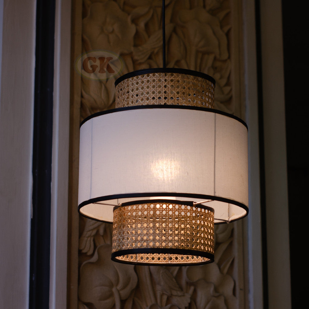 Kap Lampu Gantung Kain NORDIC 09 D40 - Artistic Modern Minimalist Rattan Lampshade Perfect Interior Decor for Livingroom, Bedroom, or Longue.