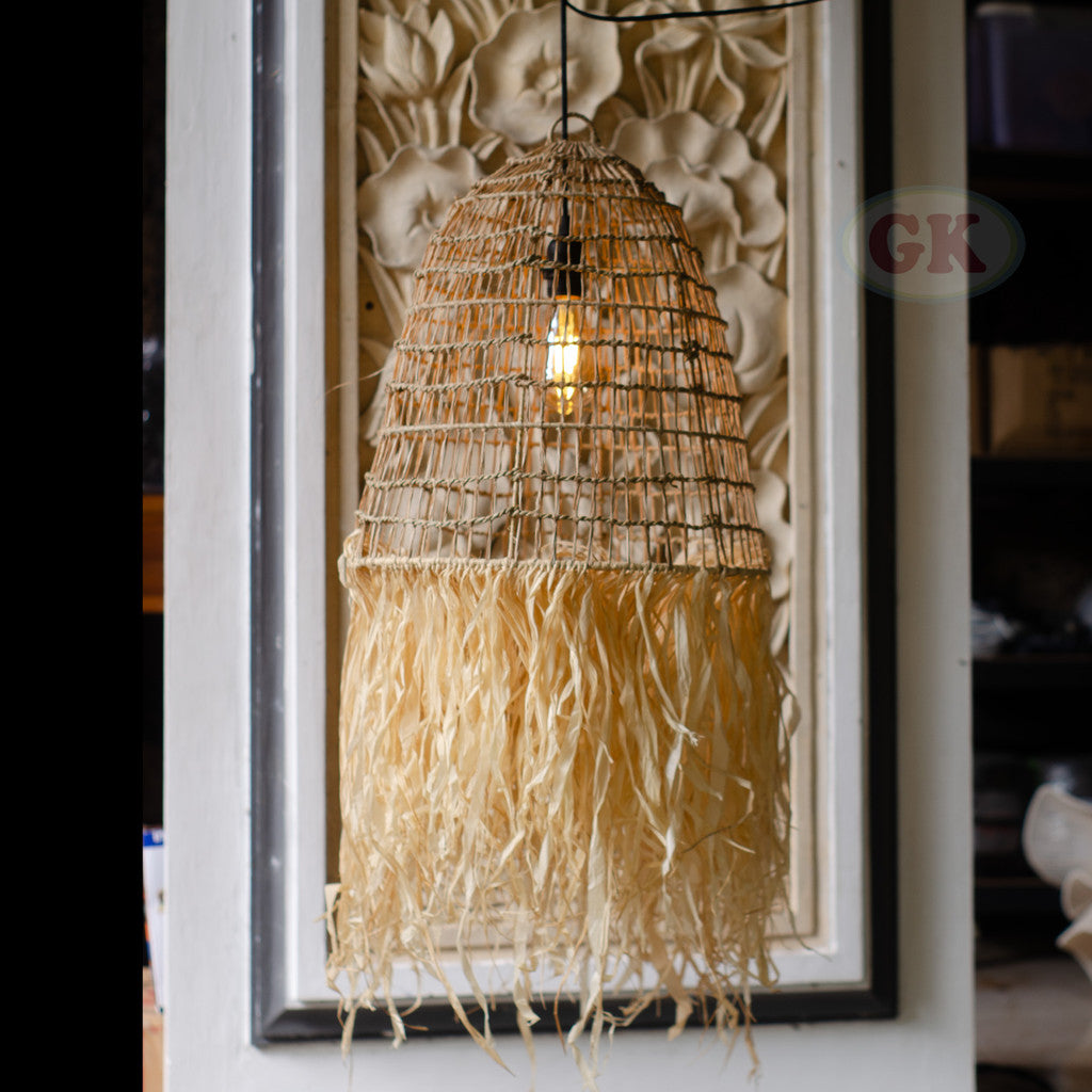 Kap Lampu Gantung Rumbai RUSTIC 58 D40 - Artistic Lampshade Perfect Interior Decor for Livingroom, Bedroom, or Longue.