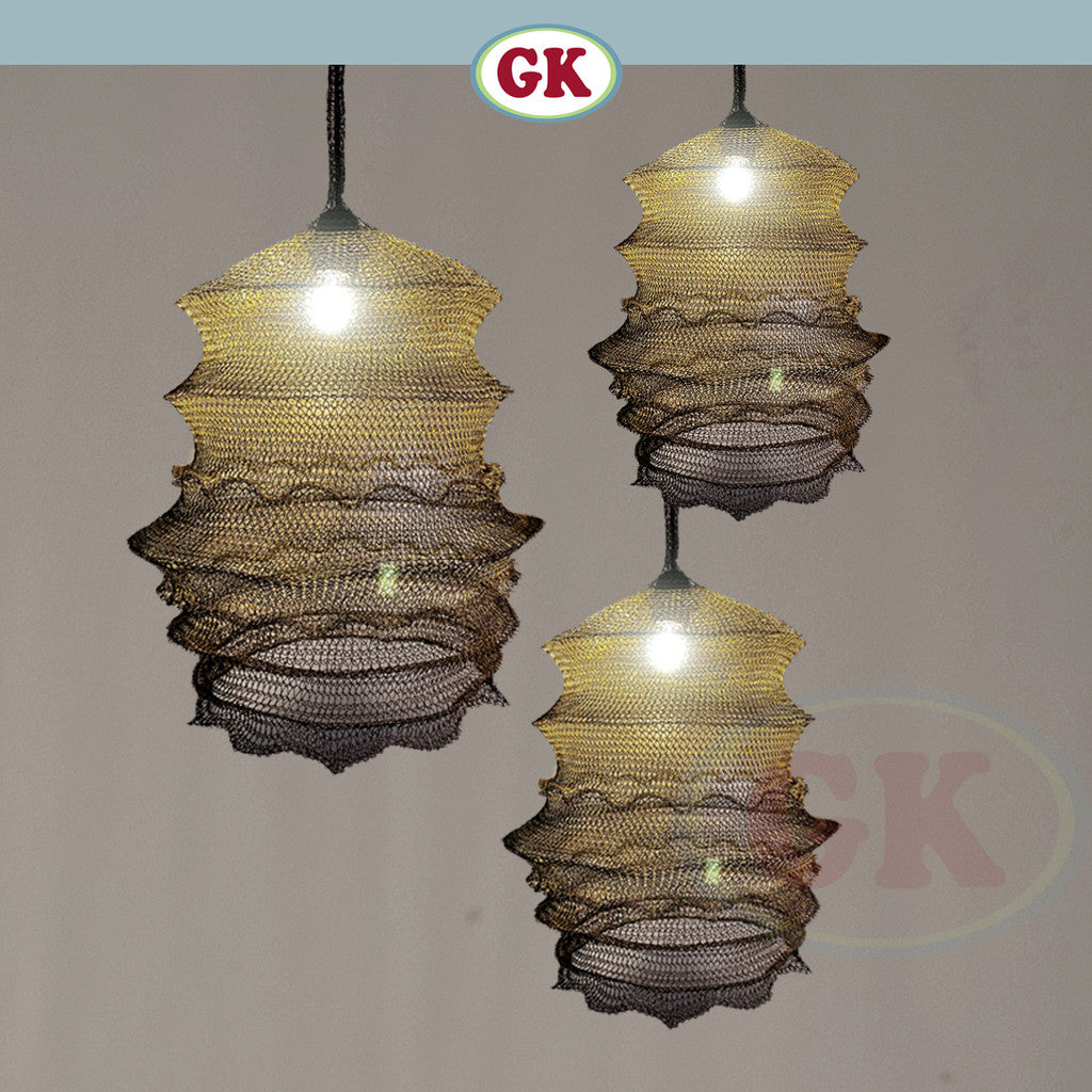 Lampu Gantung Artistik Wire Mesh – Model Lentera / Pagoda Modern WS08