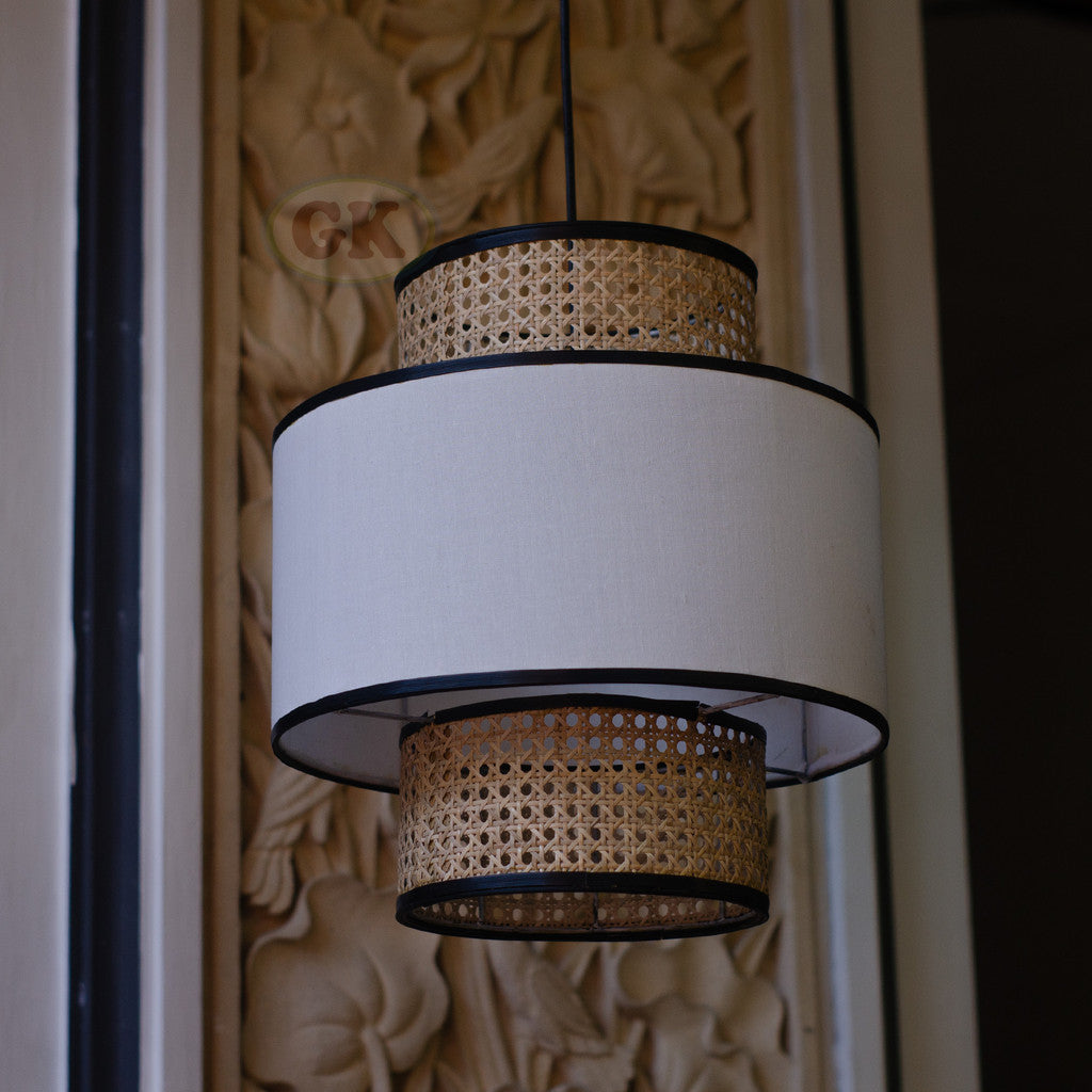 Kap Lampu Gantung Kain NORDIC 09 D40 - Artistic Modern Minimalist Rattan Lampshade Perfect Interior Decor for Livingroom, Bedroom, or Longue.