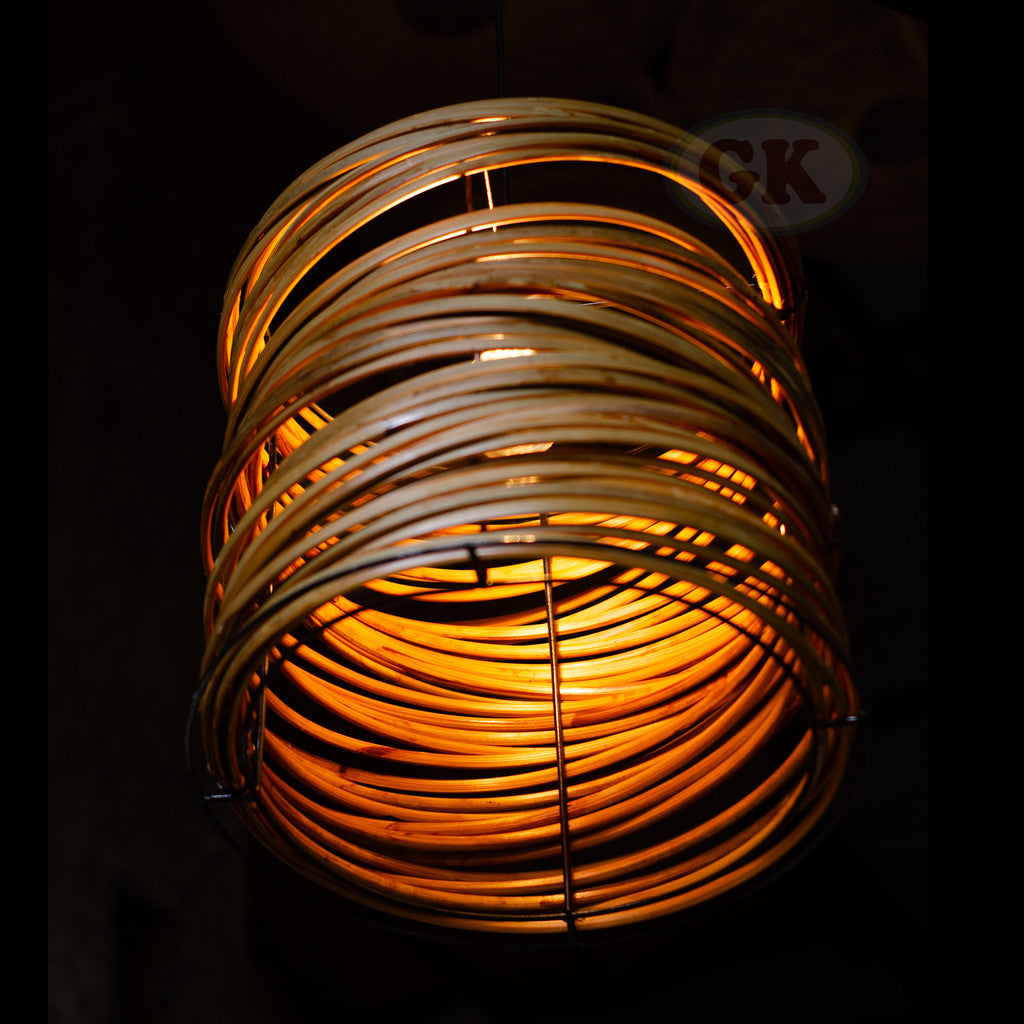 Kap Lampu Gantung Bambu BAMBOO 12 D30 - Tropical Bamboo Pendant Lampshade with Natural Texture for Cafe, Hotel, or Cozy Home Spaces.