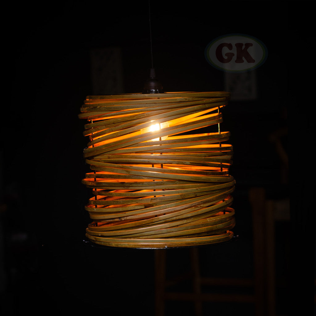 Kap Lampu Gantung Bambu BAMBOO 12 D30 - Tropical Bamboo Pendant Lampshade with Natural Texture for Cafe, Hotel, or Cozy Home Spaces.