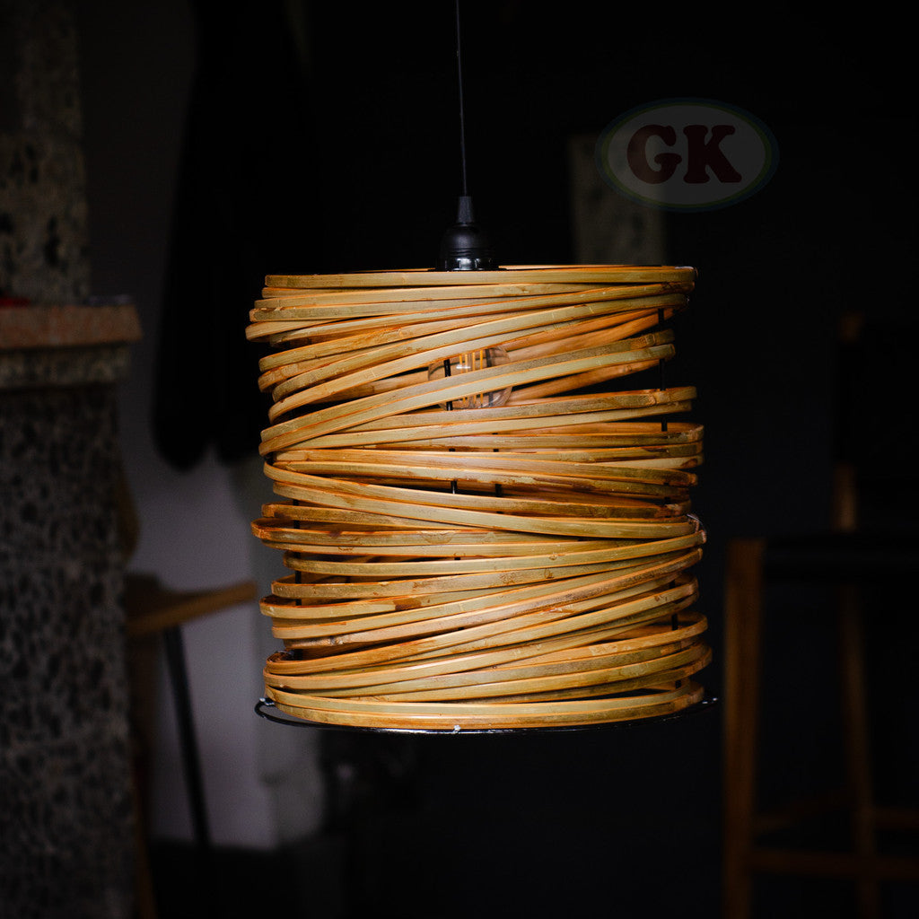 Kap Lampu Gantung Bambu BAMBOO 12 D30 - Tropical Bamboo Pendant Lampshade with Natural Texture for Cafe, Hotel, or Cozy Home Spaces.