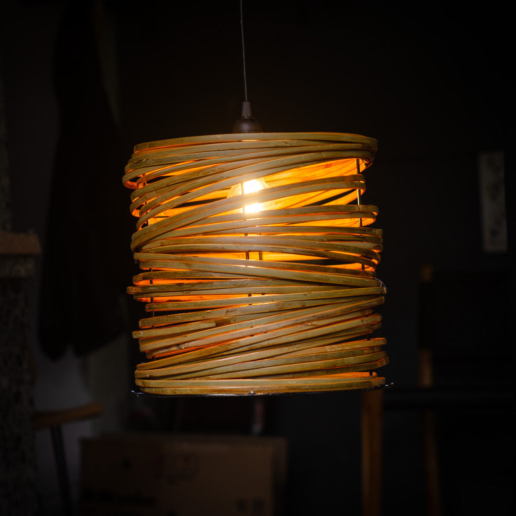 Kap Lampu Gantung Bambu BAMBOO 12 D30 - Tropical Bamboo Pendant Lampshade with Natural Texture for Cafe, Hotel, or Cozy Home Spaces.