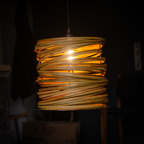 Kap Lampu Gantung Bambu BAMBOO 12 D30 - Tropical Bamboo Pendant Lampshade with Natural Texture for Cafe, Hotel, or Cozy Home Spaces.